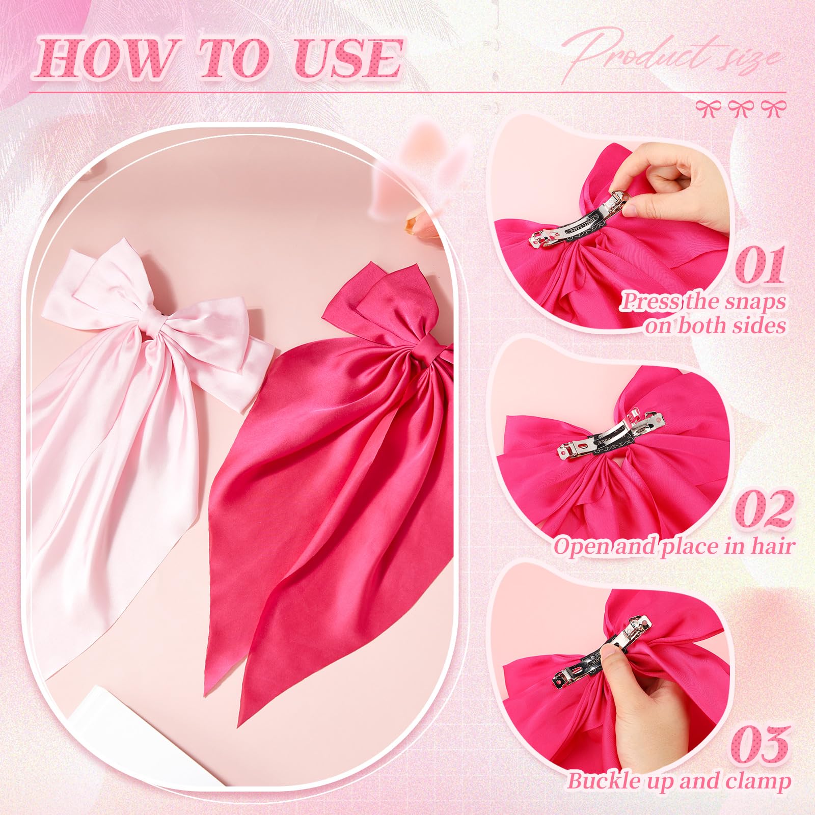 Amazon.com : Yuxung 6 Pcs Coquette Large Pink Bow for Girls Women